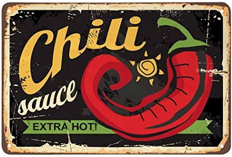 AOYEGO Chili Szósz Poszter Adóazonosító Jel,Extra Hot Chili Vintage Fém Adóazonosító Jel Kávézók, Bárok, Pubok Bolt Fali