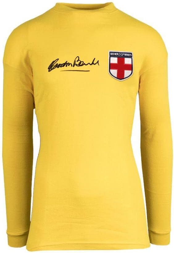 Gordon Banks Aláírt Sárga Kapus Shirt - 1966-Os Vb-Győztes, A Saint Georg - Dedikált Foci Mezek