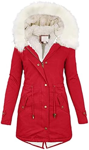 TIMIFIS Női Téli Kabát Plus Size Fleece Kabátok Vaskos Meleg Felsőkabát Removerable Kapucnis Parka Kabát Zsebekkel