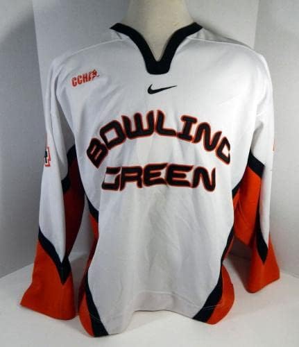 2002-05 Bowling Green Falcons Chris Pedota 4 Játék Használt Fehér Jersey 56 DP19656 - Játék Használt NHL-Mezek