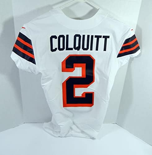 2021 Cleveland Browns Dustin Colquitt 2 Játék Kiadott Fehér Jersey 1946 75 S 9 - Aláíratlan NFL Játék Használt Mezek