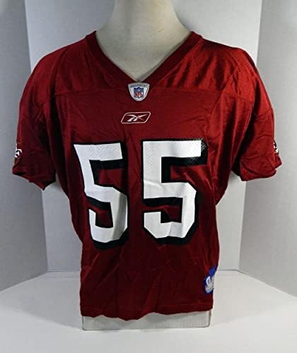2002-ben a San Francisco 49ers Jamie Winborn 55 Játék Kiadott Piros Gyakorlat Jersey 973 - Aláíratlan NFL Játék Használt