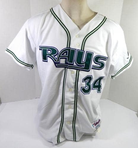 2004-es Tampa Bay Rays Paul Abbott 34 Játék Használt Fehér Jersey 48 DP39525 - Játék Használt MLB Mezek