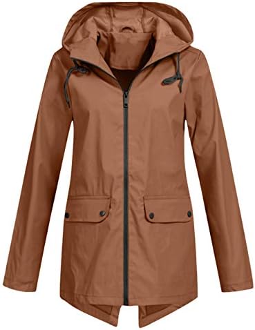 Eső Kabátok Női 2022 Plus Size egyszínű Aktív Outdoor Sportruházat Kabát Kapucnis Cipzáras Fel Húzózsinórral ballonkabát