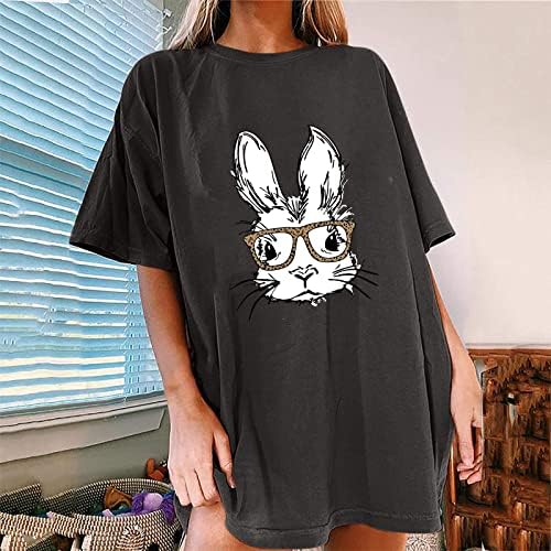 Húsvéti Nagyméretű Grafikus Póló,Női Plus Size Rövid Ujjú Csepp Váll T-Shirt Aranyos Nyuszi Nyomtatás Maximum Sleeve Alkalmi