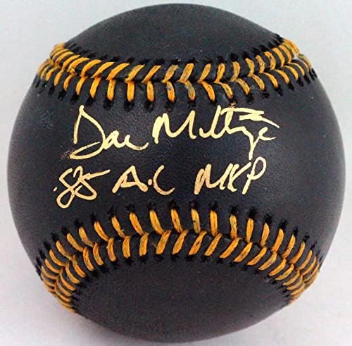 Ne Mattingly Dedikált Rawlings fekete OML Baseball w/ 85 AL MVP - SZÖVETSÉG W *Arany - Dedikált Baseball