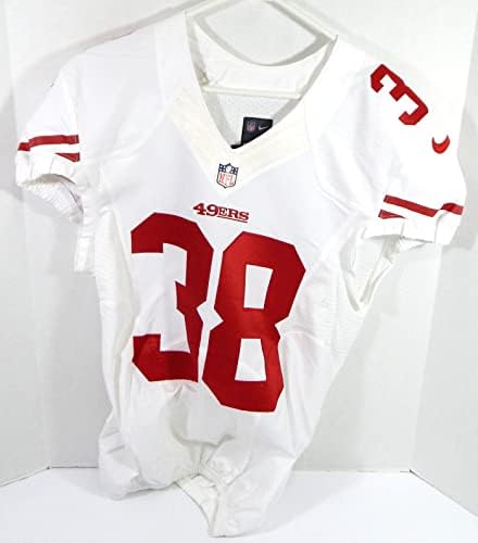 2013-ban a San Francisco 49ers 38 Játék Kiadott Fehér Jersey 42 283 - Aláíratlan NFL Játék Használt Mezek