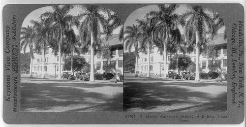 HistoricalFindings Fotó: Fotó: Stereograph,Egy Modell Amerikai Iskola,Balboa,Csatorna-Övezetet,Panama-Csatorna,1933
