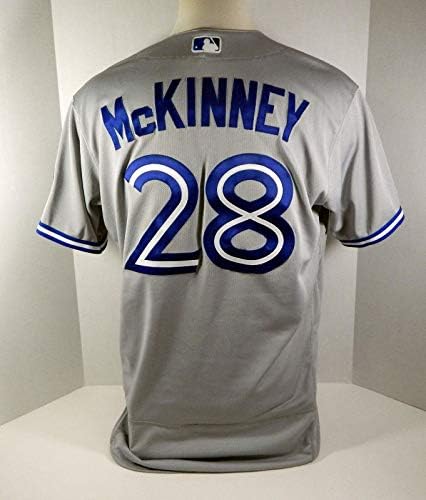 2018 Toronto Blue Jays Billy McKinney 28 Játék Kiadott Szürke Jersey 32 Patch - Játék Használt MLB Mezek