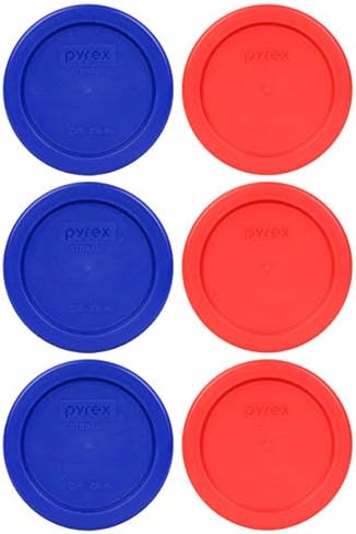 Pyrex 7202-PC 1 Csésze (1) Kadét Kék (1) Piros Kerek Műanyag Élelmiszer Tárolására Fedéllel Készült az USA-ban