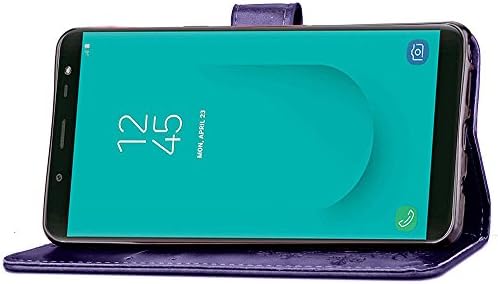 Samsung Galaxy J6 2018 burkolata EMAXELER Dombornyomás Színű Elegáns Állvány Hitel Kártya Slot Pénzt Zsebébe PU Bőr Flip