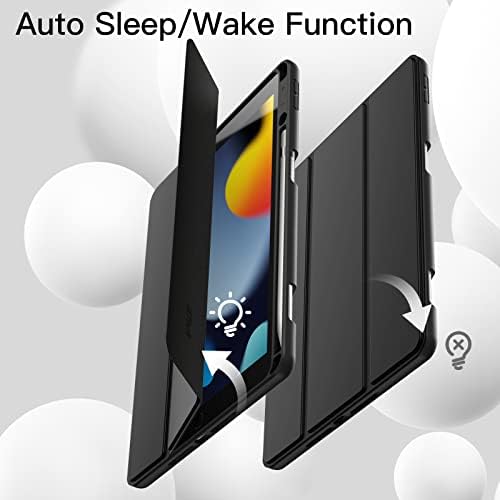 JETech tok iPad 10.2 Hüvelyk 2021/2020/2019 (9./8./7.) Modell, tolltartó, Slim Tabletta Borító Puha TPU Vissza, Auto Wake/Sleep