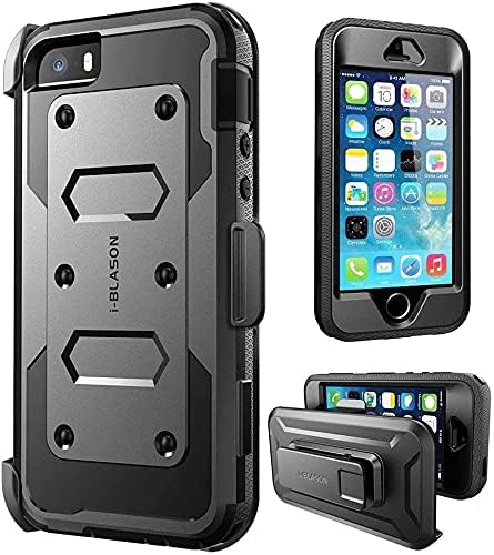 i-Blason Armorbox tok iPhone SE / iPhone-5/5s, Teljes Test Tok Lökhárító Esetben, Beépített képernyővédő fólia (Fekete)