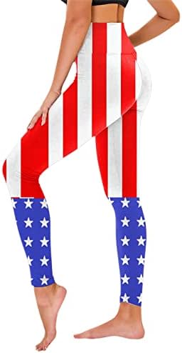 Magas Derekú Nadrágot a Nők Függetlenség Napja Nem Látom Át Átlátszó Vékony Has Ellenőrzési USA Zászló Edzés Pants