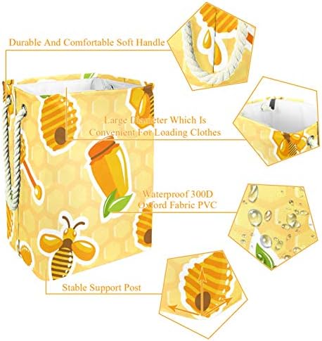 DEYYA Vízálló Szennyes Kosarat Magas, Erős Összecsukható Szívem Jar Kaptár Méh Honeycomb Édes Nyomtatás Gátolják a Felnőtt